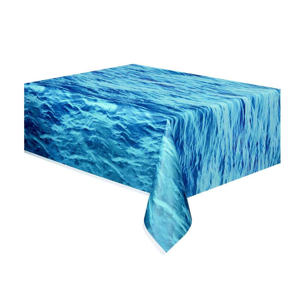 Nappe bleue en plastique vagues de l'océan 137 x 274 cm