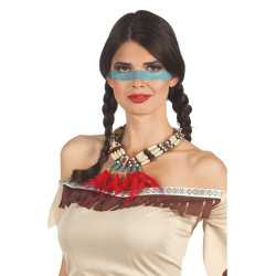 Collier indien avec plumettes rouges femme