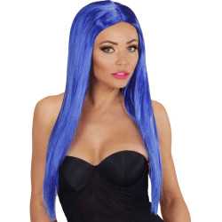 Perruque longue glamour bleue femme