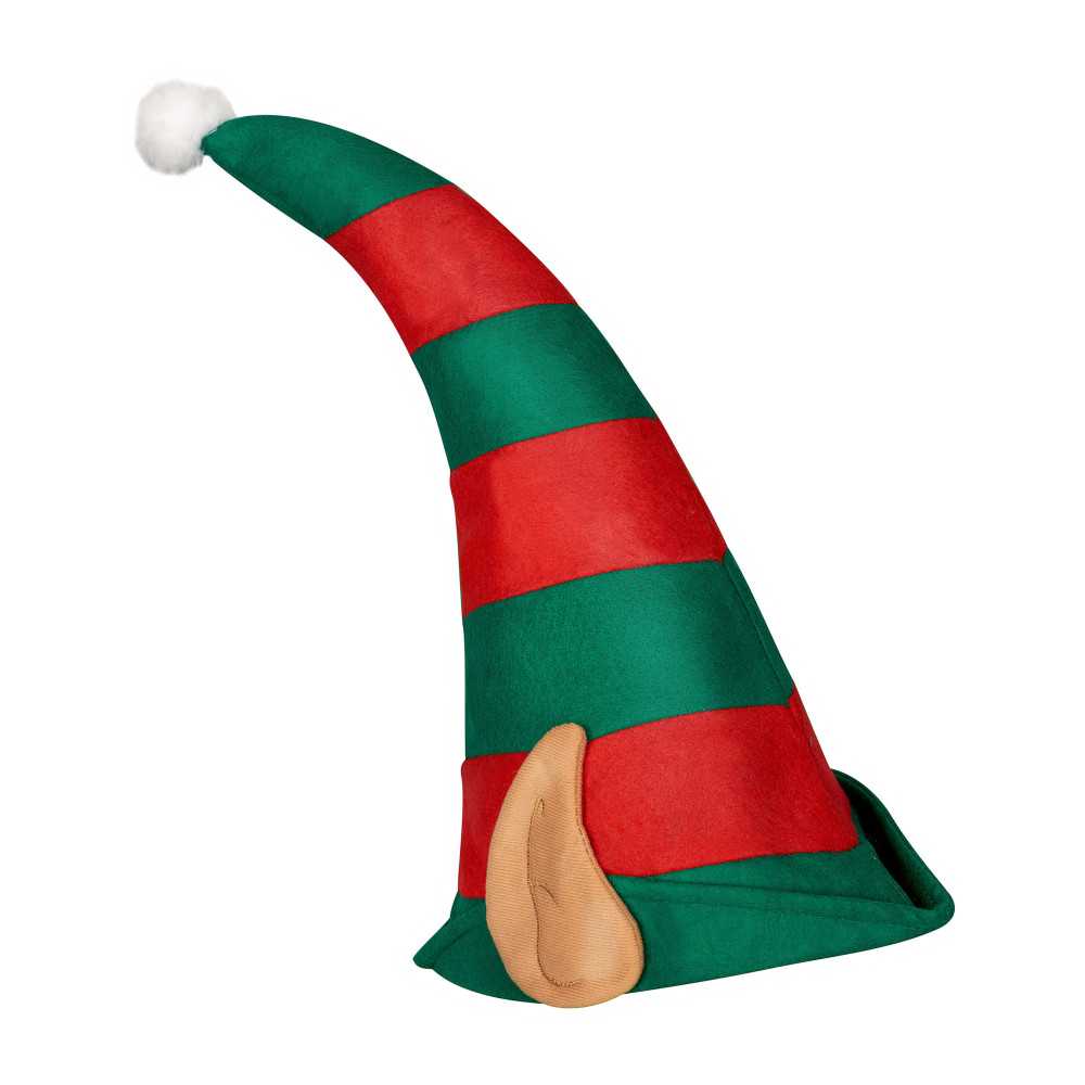Bonnet lutin du Père Noël rayé avec oreilles adulte