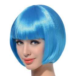 Perruque courte bleu aqua femme