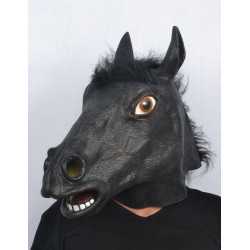 Masque latex tête de cheval noir adulte