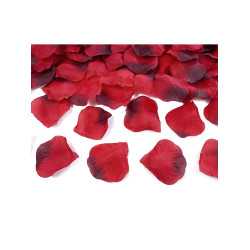 100 Pétales de rose en tissu rouge sombre 5 x 5 cm