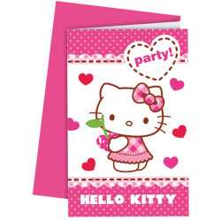 6 Cartes d'invitation avec enveloppes Hello Kitty