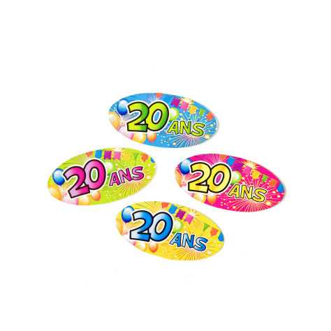 80 Confettis de table papier 20 ans Fiesta 4 x 2 cm