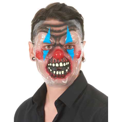 Masque transparent clown effrayant bicolore adulte