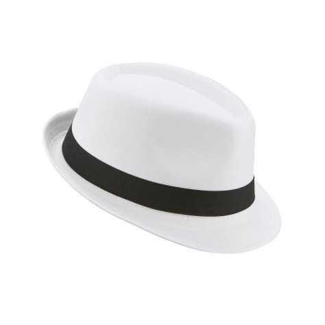 Chapeau borsalino blanc bande noire adulte