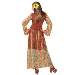 Déguisement robe longue hippie à franges femme