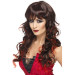 Perruque longue noire avec mèches rouges femme