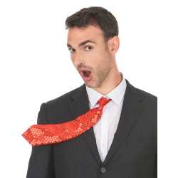 Cravate rouge à sequins adulte