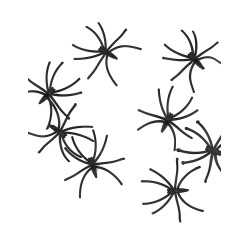 30 Mini araignées décoratives noires plastique