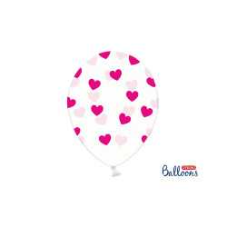 6 Ballons en latex transparents coeurs roses 30 cm
