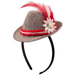 Mini chapeau bavarois gris et rouge femme