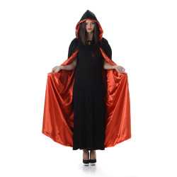 Cape à capuche rouge et noire Halloween adulte