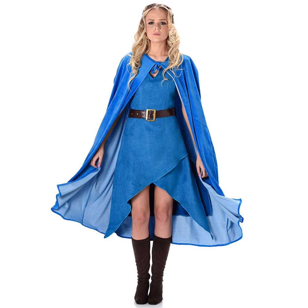 Déguisement guerrière médiévale bleu femme