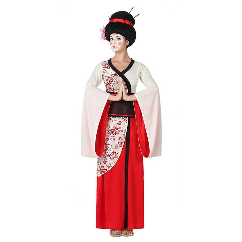 Déguisement geisha rouge et blanc femme