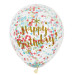 6 Ballons en latex Happy Birthday confettis multicolores 30 cm