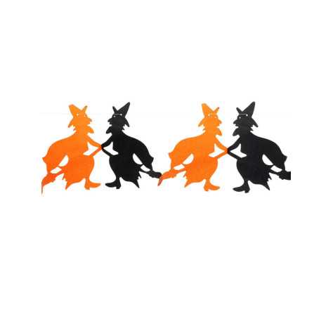Guirlande en papier sorcière orange et noire Halloween 240 cm