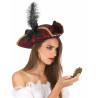 Chapeau de pirate rouge avec plume adulte