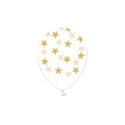 6 Ballons en latex transparents étoiles dorées 30 cm
