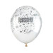 6 Ballons en latex transparents Bonne année argent 30 cm