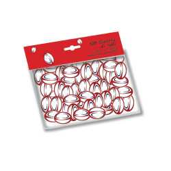 150 Confettis de table Ballons de Rugby rouge et bleu