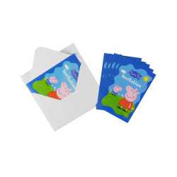 6 Cartons d'invitation avec enveloppes Peppa Pig 10 x 15 cm