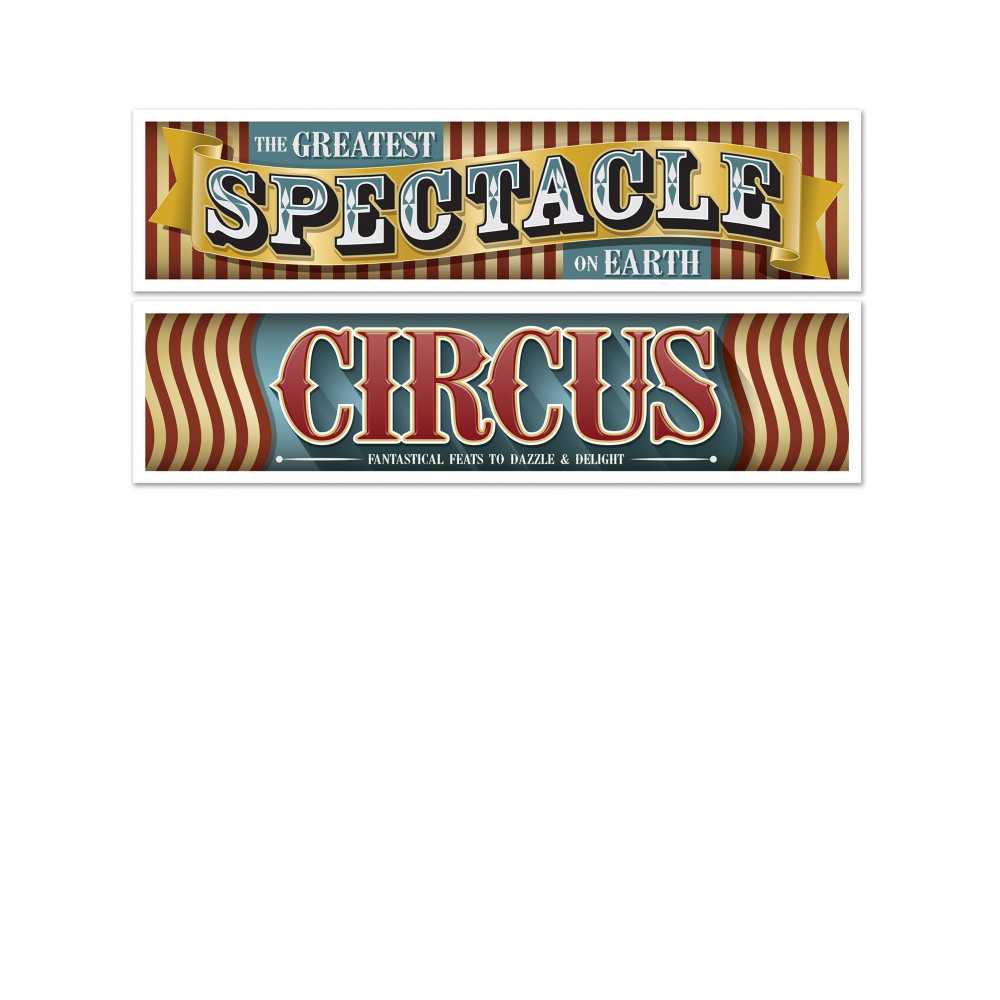 2 Banderoles Cirque Vintage 38 cm x 1,5 m