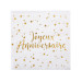 20 Petites serviettes en papier Joyeux Anniversaire métallisé blanc et doré 25 x 25 cm