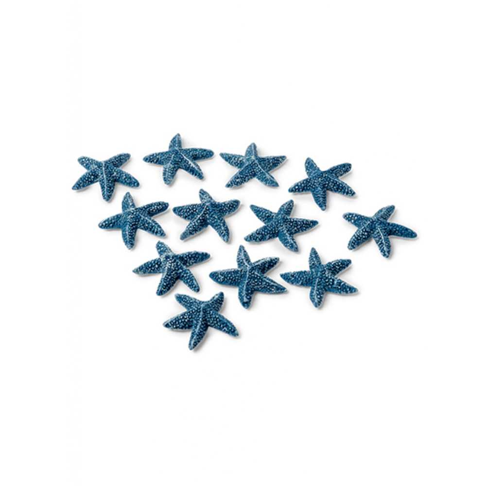 12 Etoiles de mer adhésives bleues 2 cm