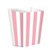 5 Boîtes à popcorn en carton rose et blanc 6,3 x 13,5 cm