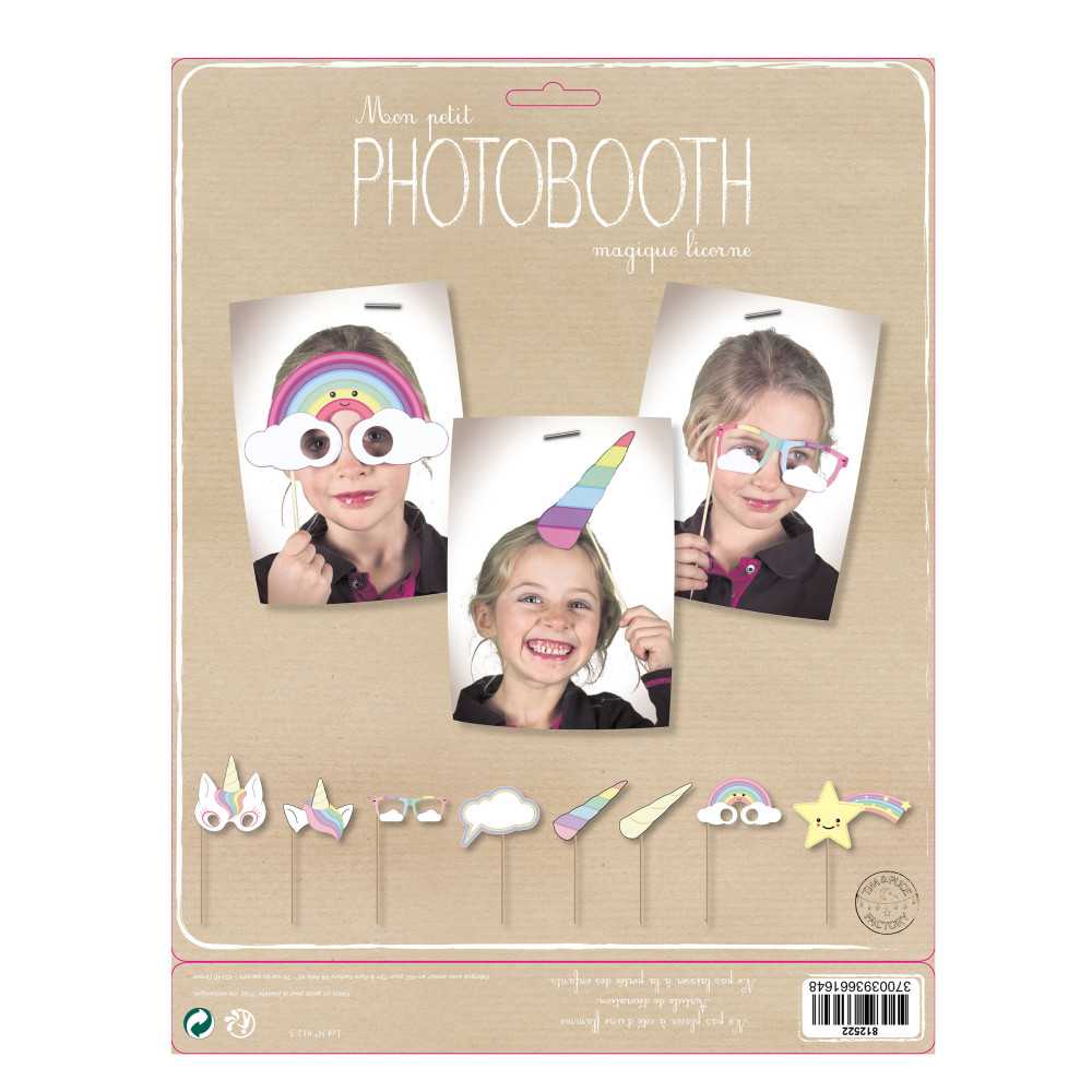 Kit photobooth bébé licorne 8 accessoires