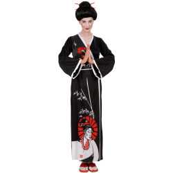 Déguisement geisha femme noir et blanc