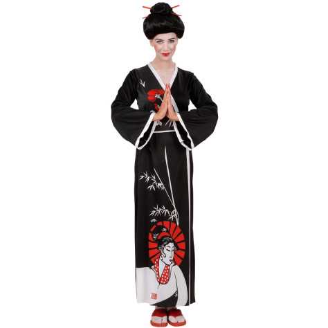Déguisement geisha femme noir et blanc