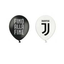 12 Ballons en latex Juventus noirs et blancs 30 cm