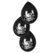 6 Ballons en latex squelette fleuri noir 25 cm
