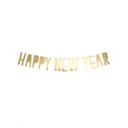 Guirlande en carton Happy New Year dorée 10 x 90 cm