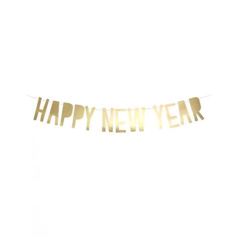 Guirlande en carton Happy New Year dorée 10 x 90 cm