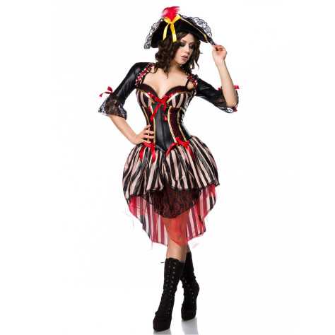 Déguisement pirate corset rouge sexy luxe femme
