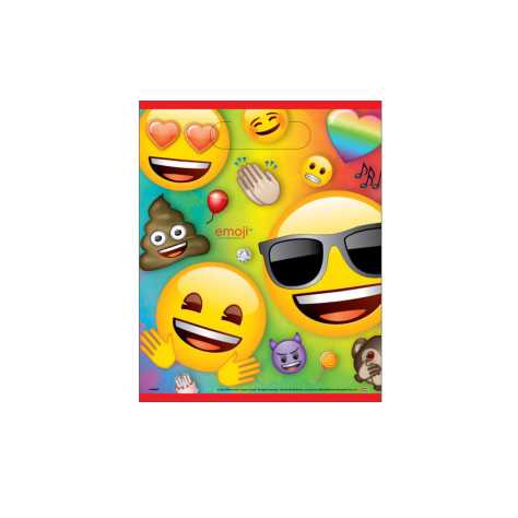 8 Sacs cadeaux en plastique Emoji Rainbow