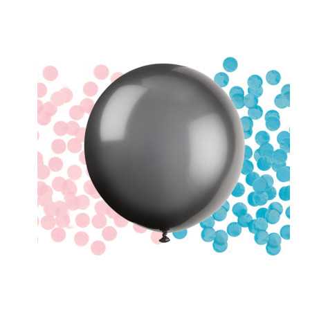 Ballon en latex géant noir baby shower avec confettis 60 cm