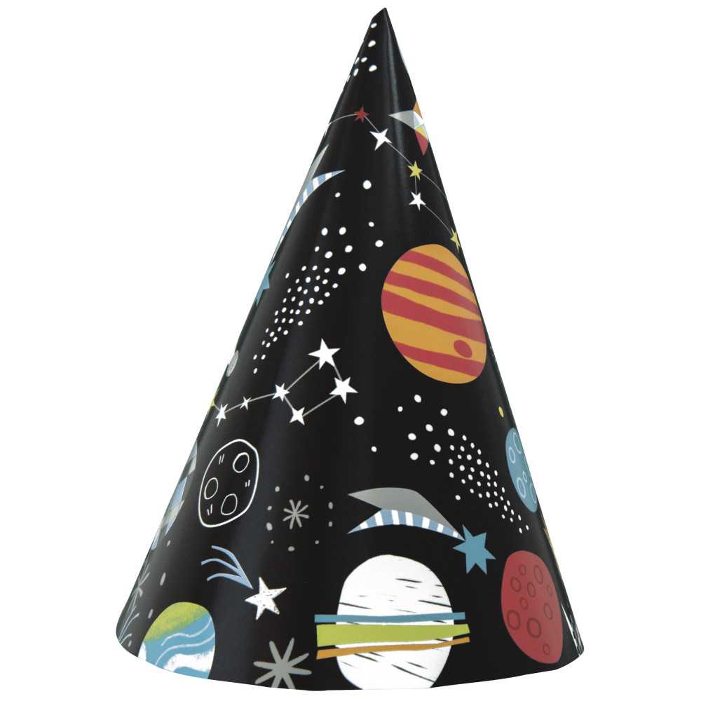 8 Chapeaux de fêtes en carton univers noirs