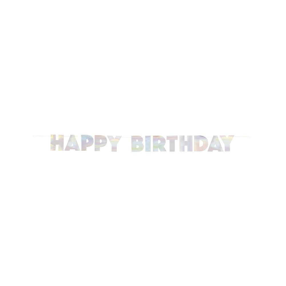 Guirlande en carton happy birthday iridescente 2,20 m
