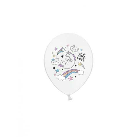 6 Ballons en latex licorne blanche 30 cm