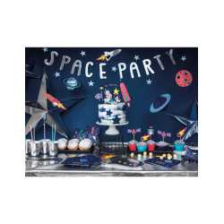 7 Cake toppers en carton space adventure 9,5 - 24,5 cm