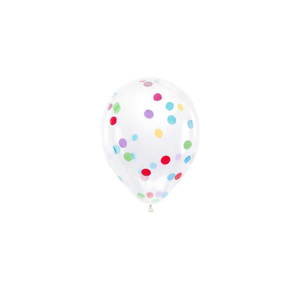6 Ballons en latex transparents avec confettis multicolores 30 cm