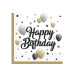 20 Serviettes en papier happy birthday doré noir argent 33 x 33 cm