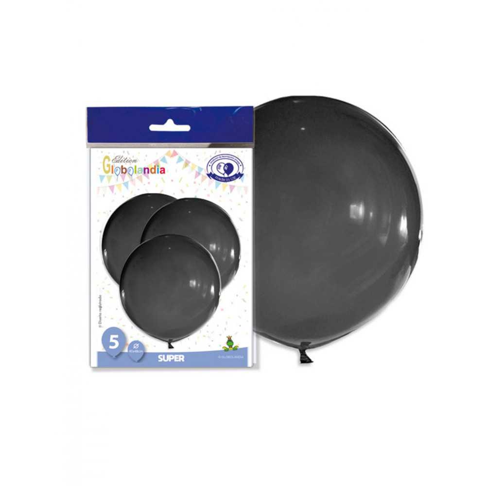 5 Ballons géants en latex noirs 47 cm