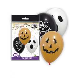 10 Ballons en latex spooky halloween 28 cm